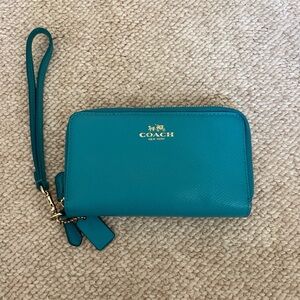 Teal Coach Wristlet Wallet